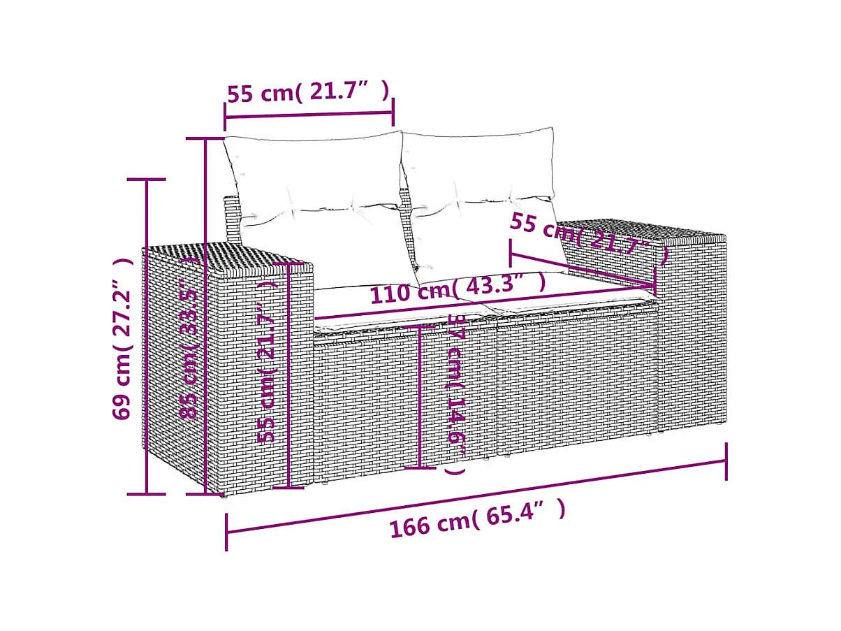 6-tlg. Garten-Sofagarnitur mit Kissen Hellgrau Poly Rattan