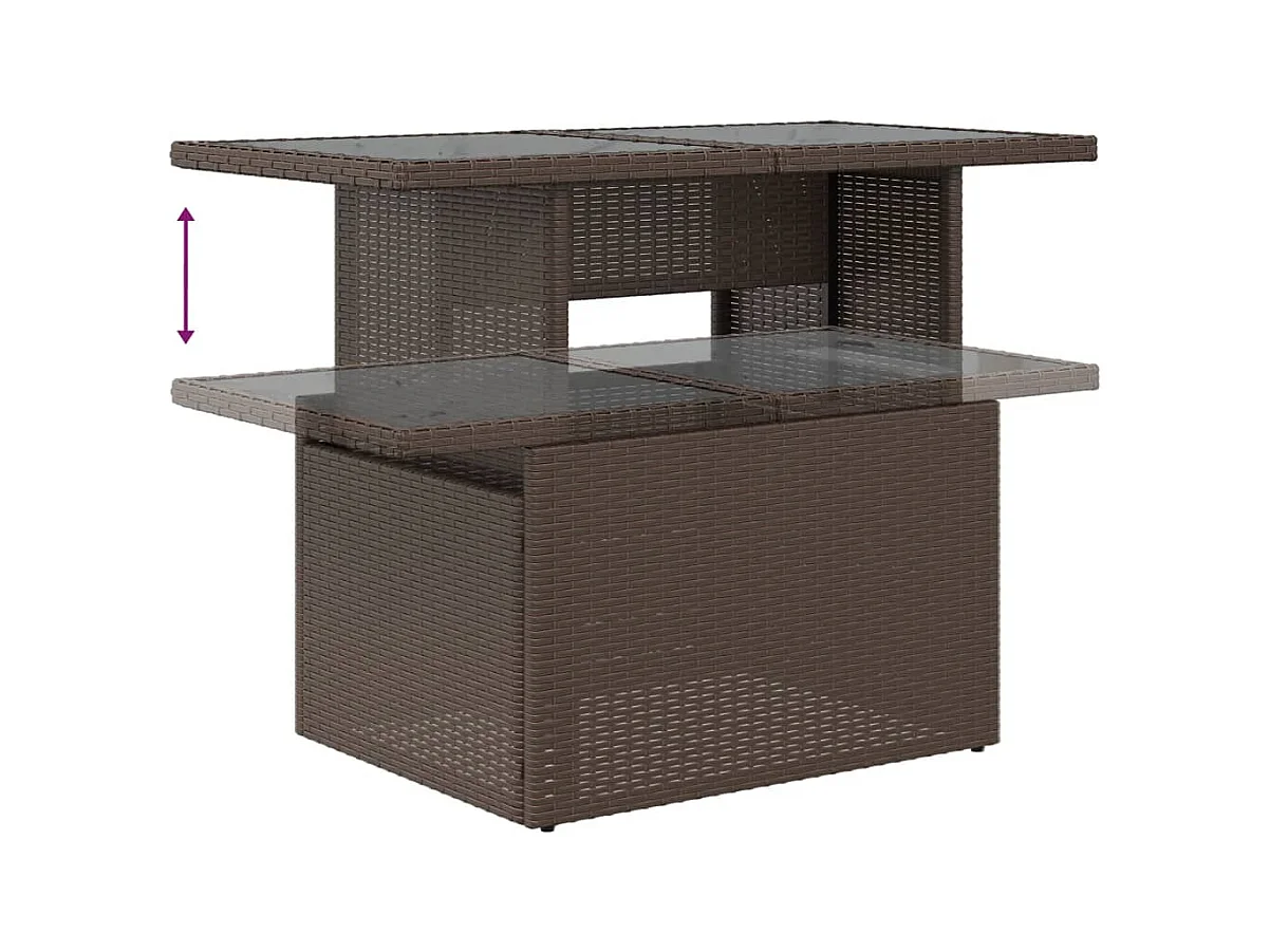 Salon de jardin et coussins 11 pcs marron résine tressée