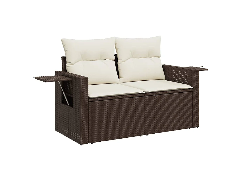 11-tlg. Garten-Sofagarnitur mit Kissen Braun Poly Rattan