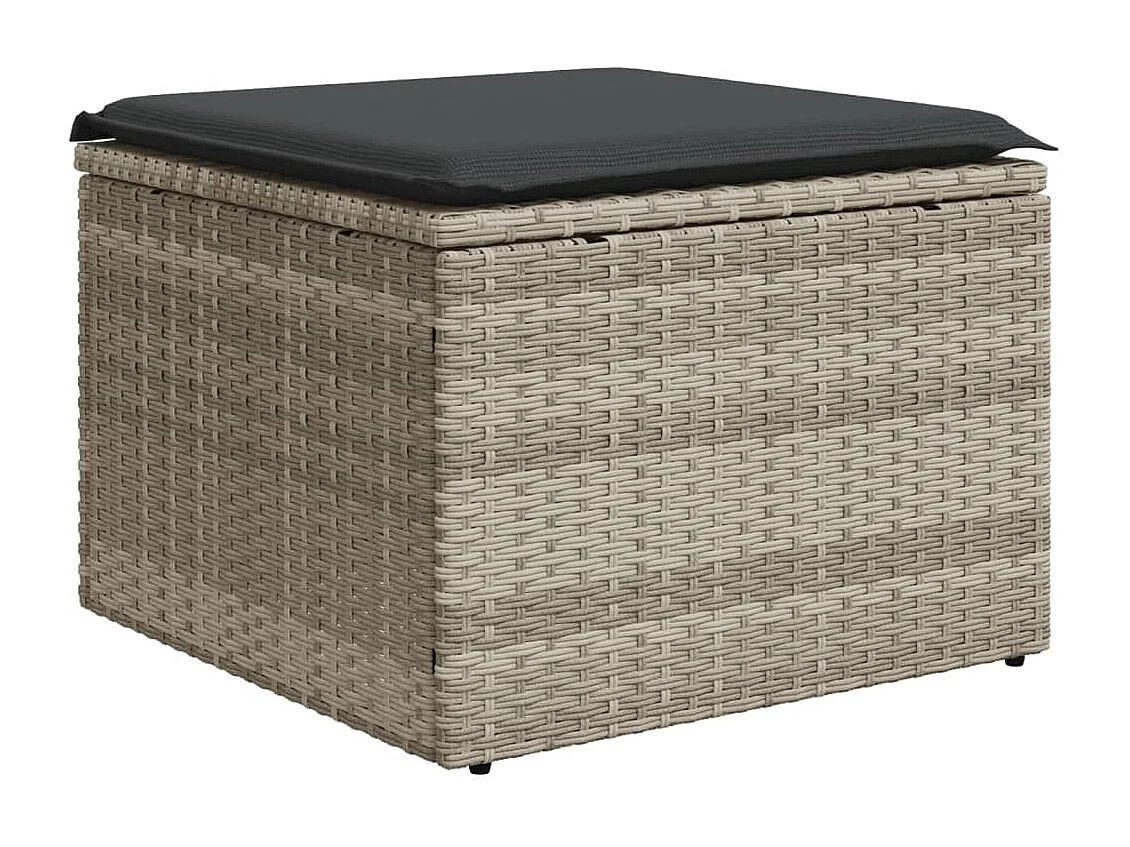 4-tlg. Garten-Sofagarnitur mit Kissen Hellgrau Poly Rattan