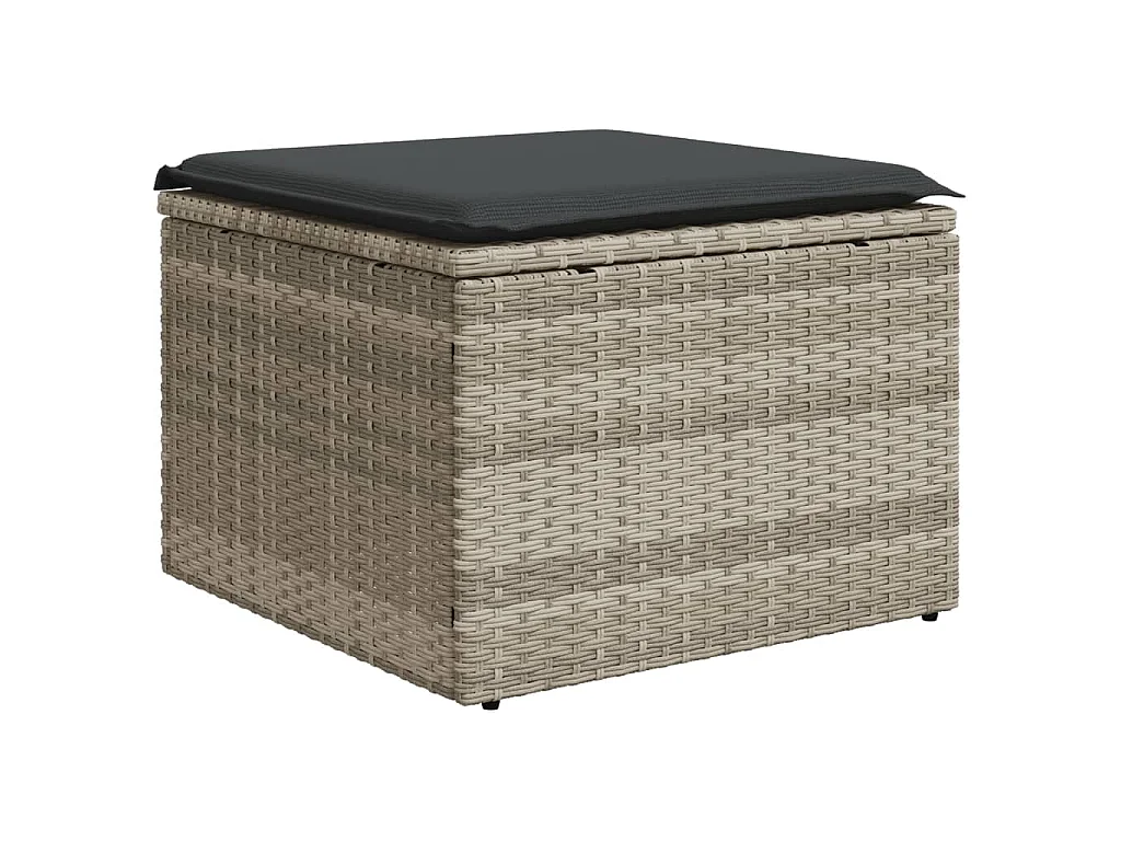 4-delige Loungeset met kussens poly rattan lichtgrijs