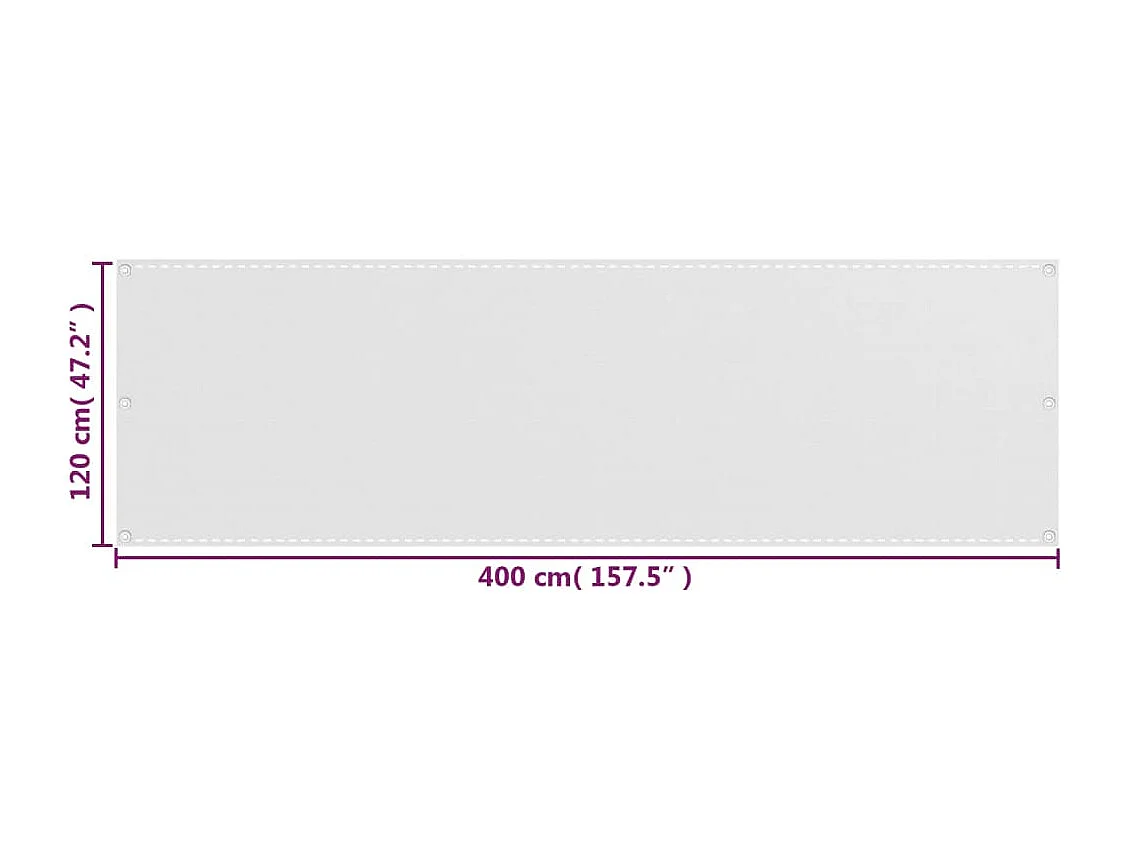 Tela de varanda 120 x 400 cm HDPE branco 02_0010042
