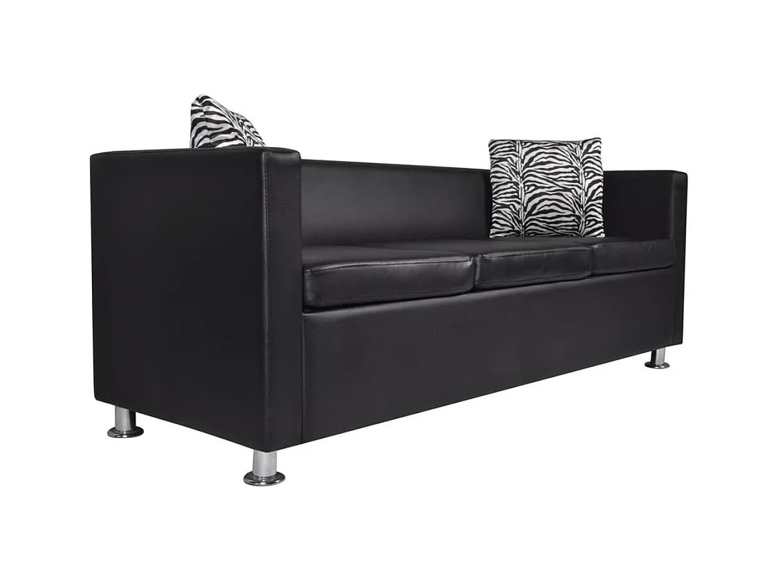 Sofá cama de 3 plazas convertible para salón cama de invitados diván plegable para salón interior de casa asientos de piel sintética negro 02_0020106