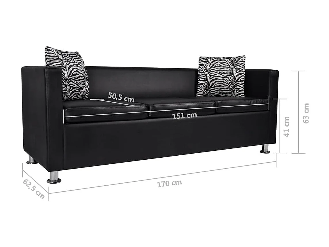 Sofá-cama de 3 lugares conversível para sala de estar cama de hóspedes dobrável para sala de estar interior de casa assentos de couro sintético preto 02_0020106