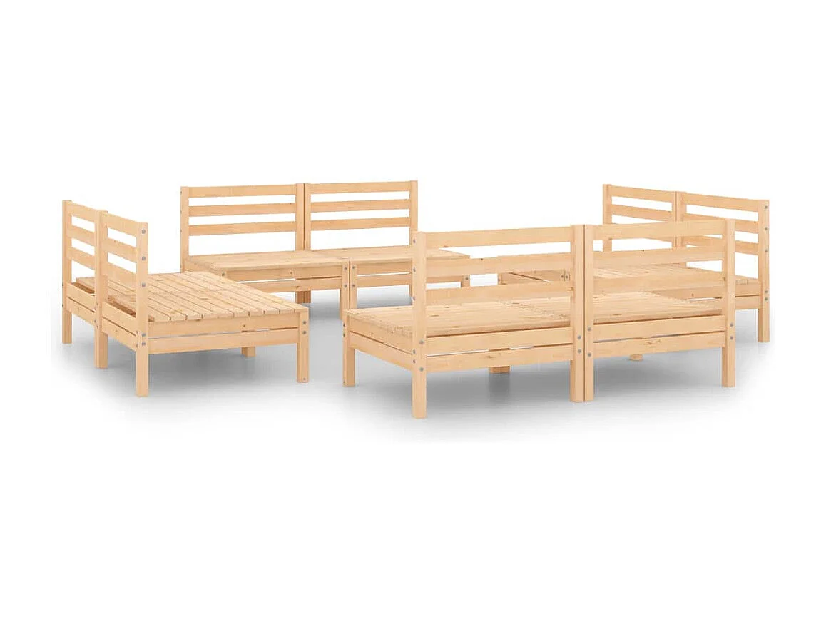 Muebles de jardín muebles de exterior juego de muebles 8 piezas madera maciza de pino 02_0017822