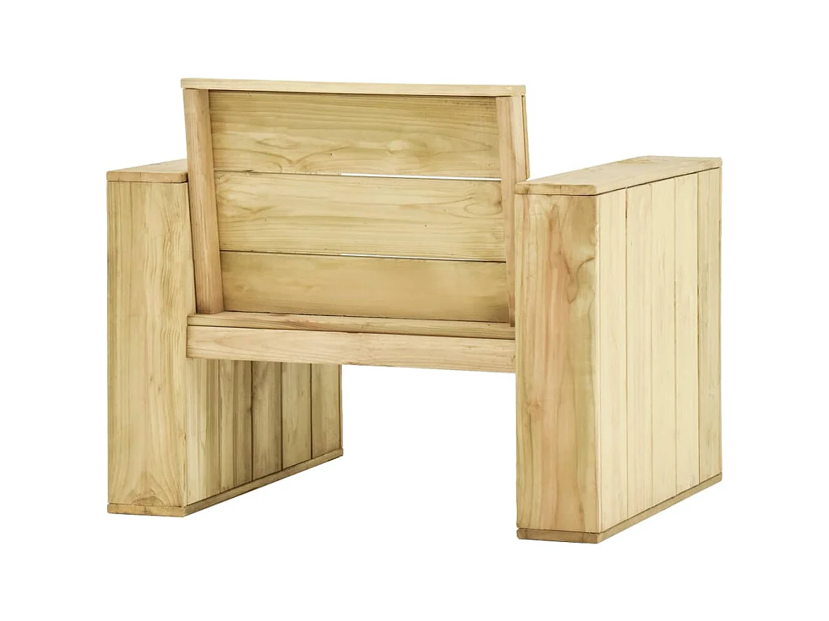 Conjunto de muebles de jardín de exterior 3 piezas con cojines madera de pino impregnado 02_0015932