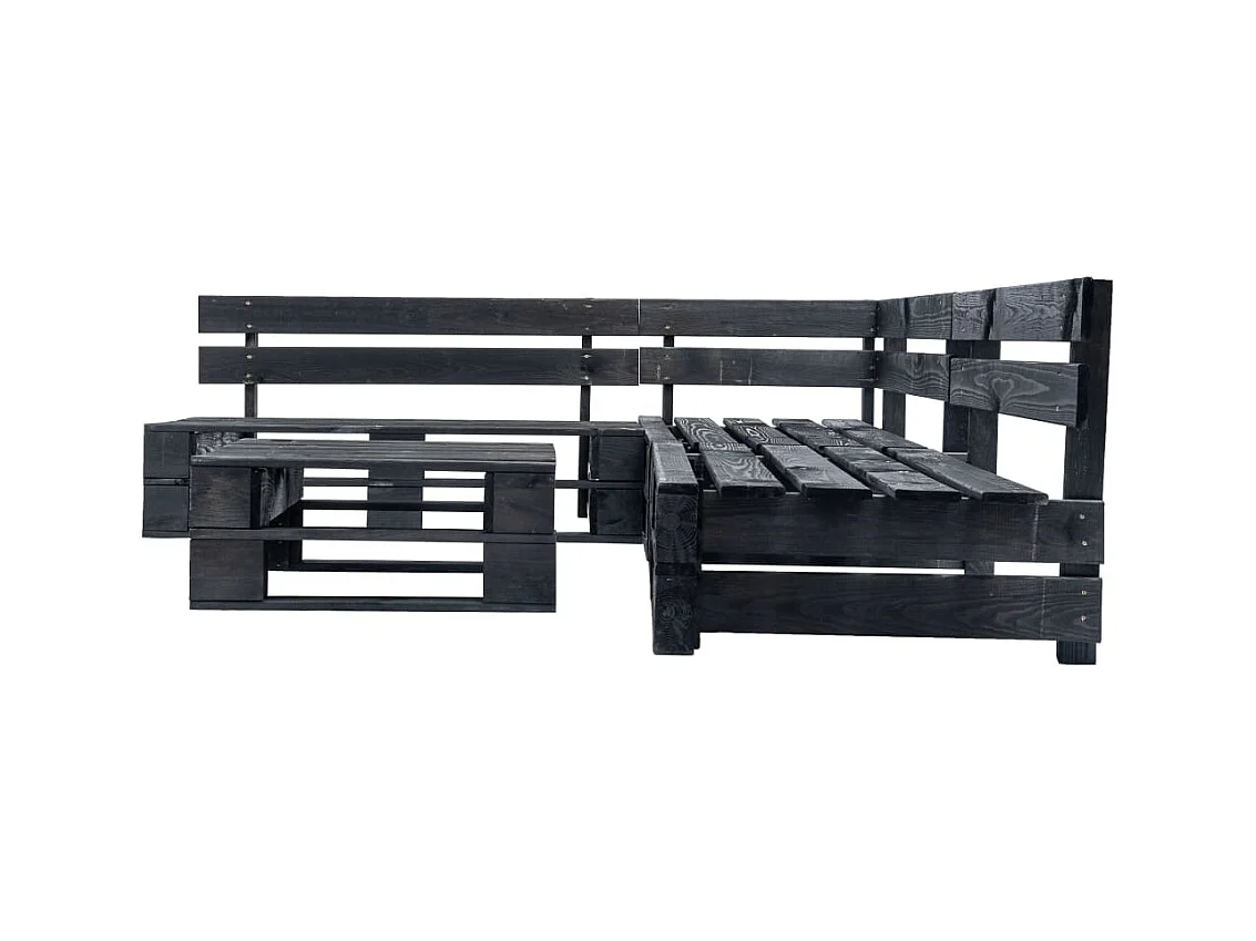 Muebles de jardín muebles de exterior juego de muebles con paleta 4 piezas madera negra 02_0018383