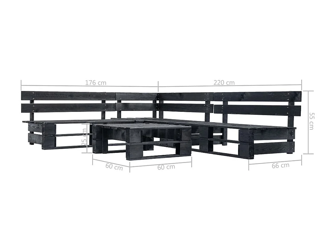 Mobili da giardino mobili da esterno mobili per pallet set 4 pezzi in legno nero 02_0018383
