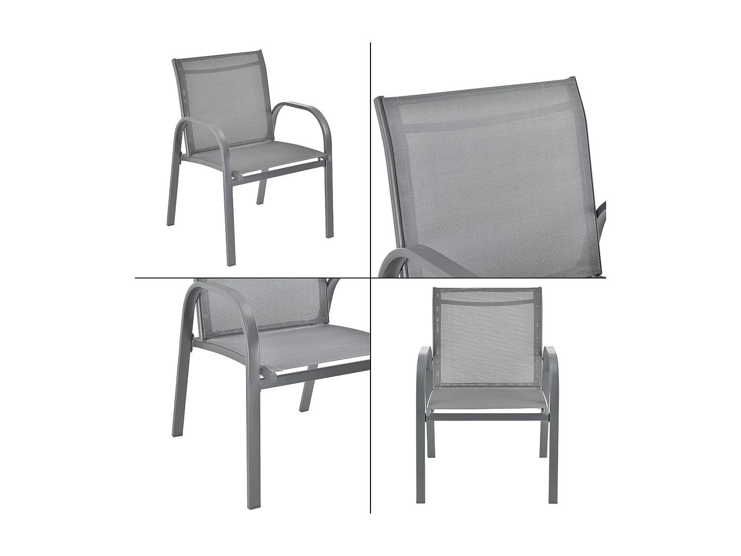 Juego de muebles de jardín 4 gagra acero PVC poliéster negro gris claro 03_0008232