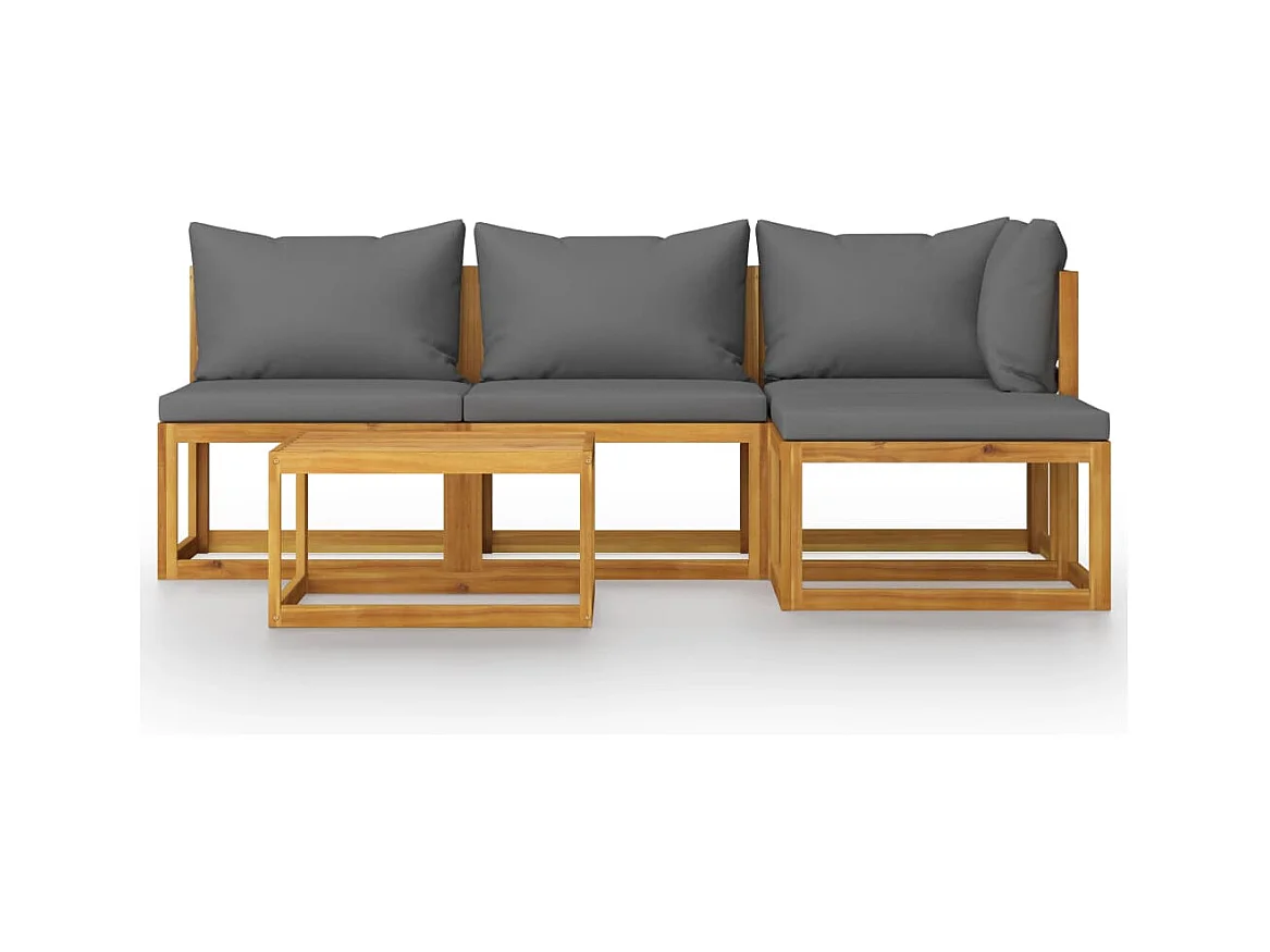 Mobili da giardino mobili da esterno Set di mobili da 5 pezzi con cuscino in legno massello di acacia 02_0016288