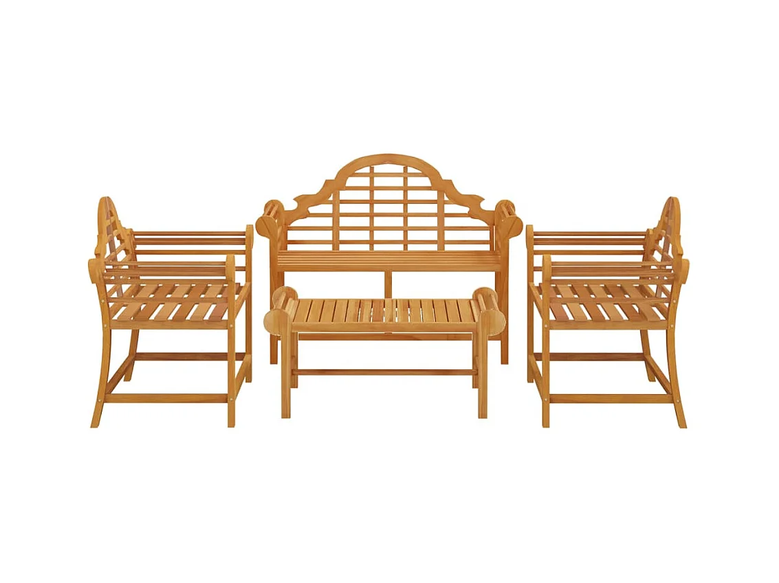 Conjunto de móveis de jardim para exteriores 4 peças em madeira maciça de teca 02_0016247