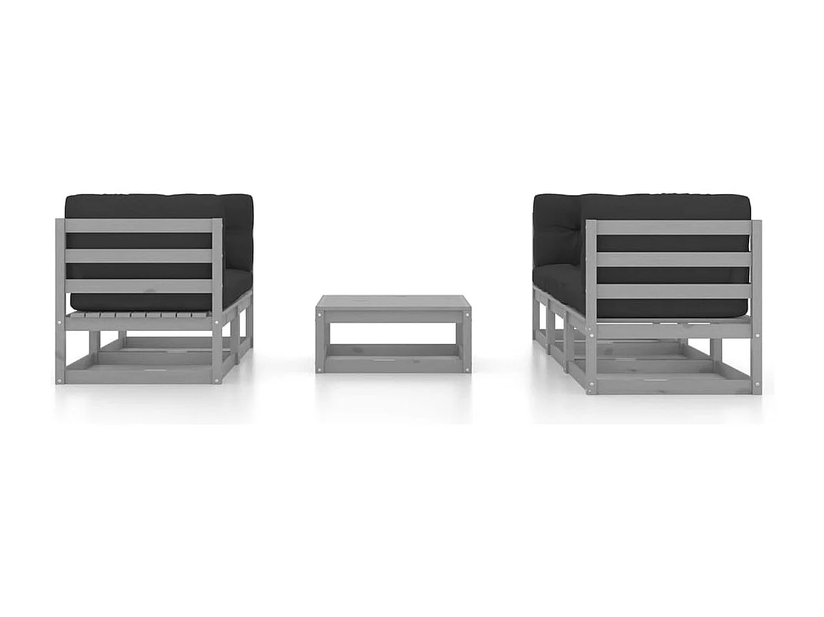 Mobili da giardino mobili da esterno Set di mobili da 6 pezzi con cuscini in legno di pino massiccio 02_0016676