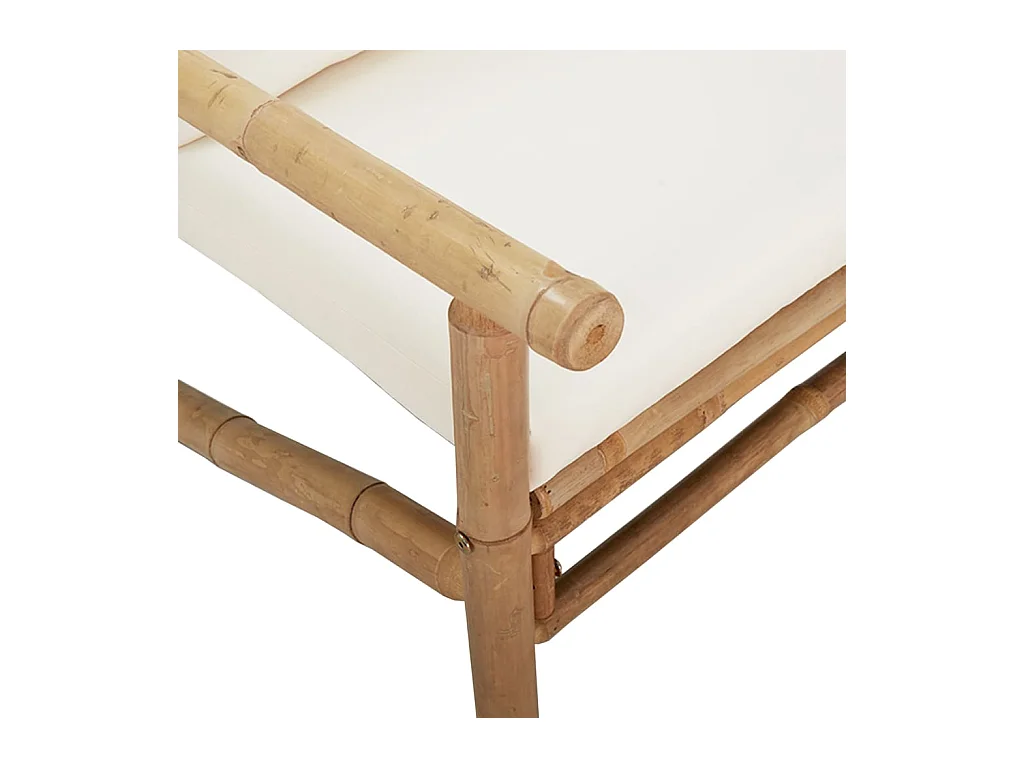 Muebles de jardín muebles de exterior Juego de muebles de 3 piezas con cojines de bambú blanco crema 02_0015921