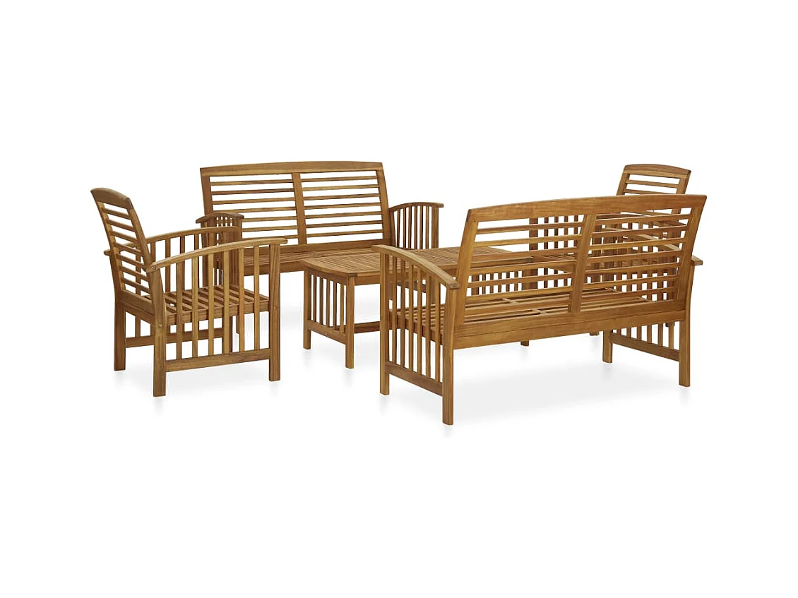 Móveis de jardim móveis de exterior conjunto de móveis 5 peças madeira maciça de acácia 02_0016526