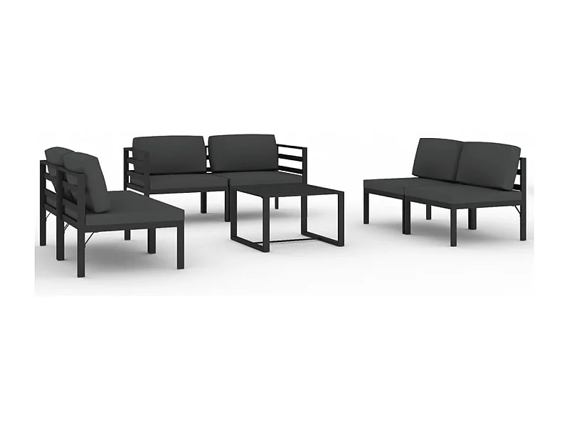 Conjunto de muebles de jardín de exterior 7 piezas con cojines aluminio antracita 02_0017063