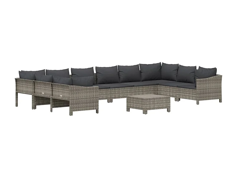 Mobili da giardino mobili da esterno Set di mobili da 11 pezzi con cuscini grigi in resina intrecciata 02_0015363