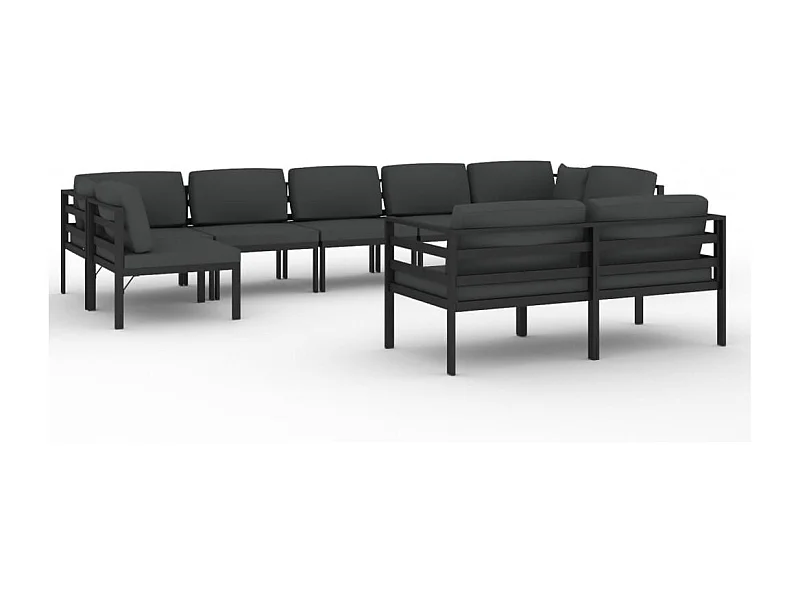 Muebles de jardín conjunto de muebles de exterior 9 piezas con cojines aluminio antracita 02_0017893
