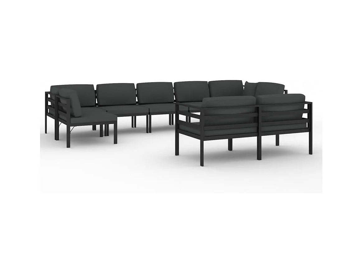 Muebles de jardín conjunto de muebles de exterior 9 piezas con cojines aluminio antracita 02_0017893