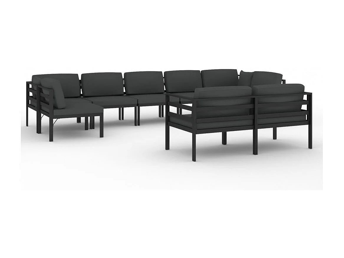 Muebles de jardín conjunto de muebles de exterior 9 piezas con cojines aluminio antracita 02_0017893