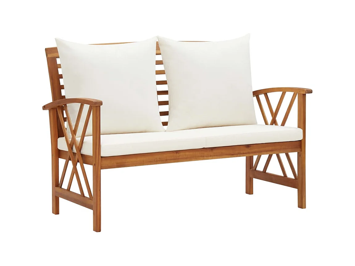 Móveis de jardim móveis de exterior Conjunto de móveis de 2 peças com almofadas madeira de acácia maciça 02_0015882