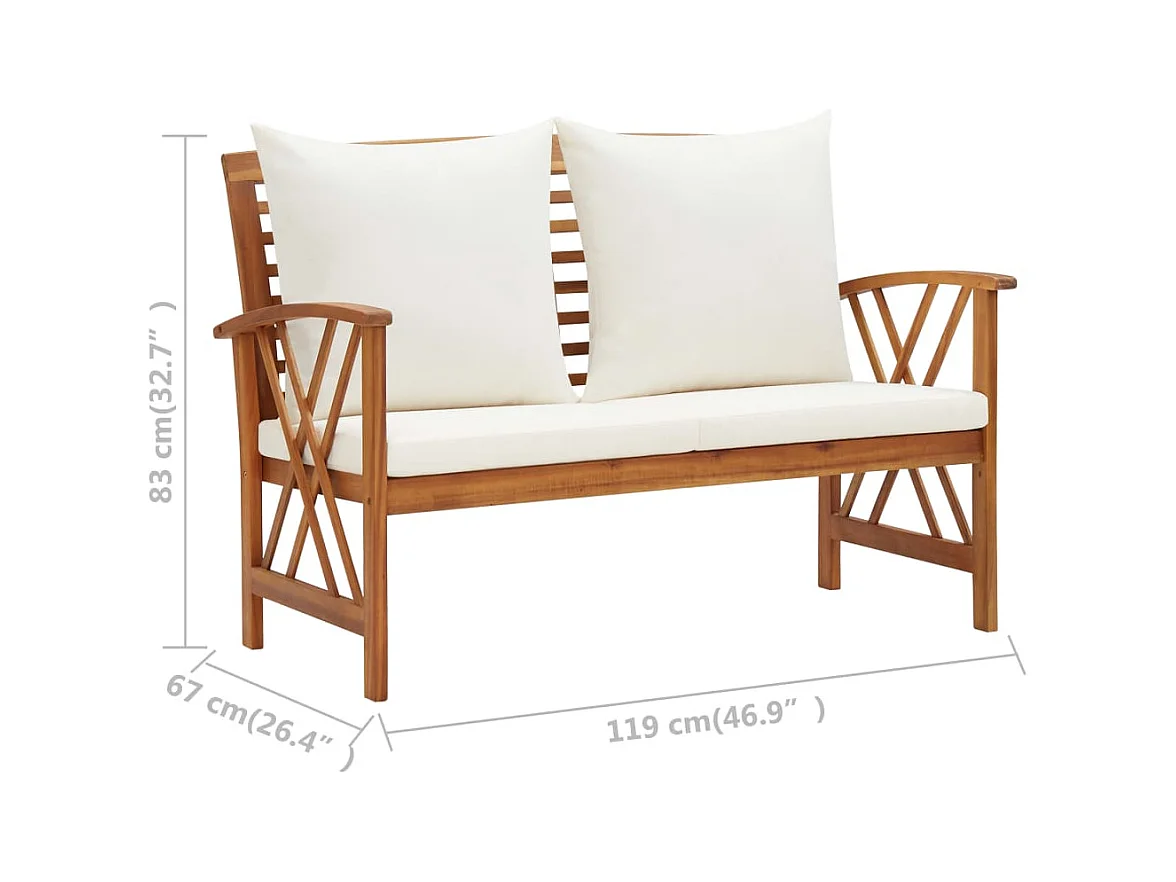 Móveis de jardim móveis de exterior Conjunto de móveis de 2 peças com almofadas madeira de acácia maciça 02_0015882