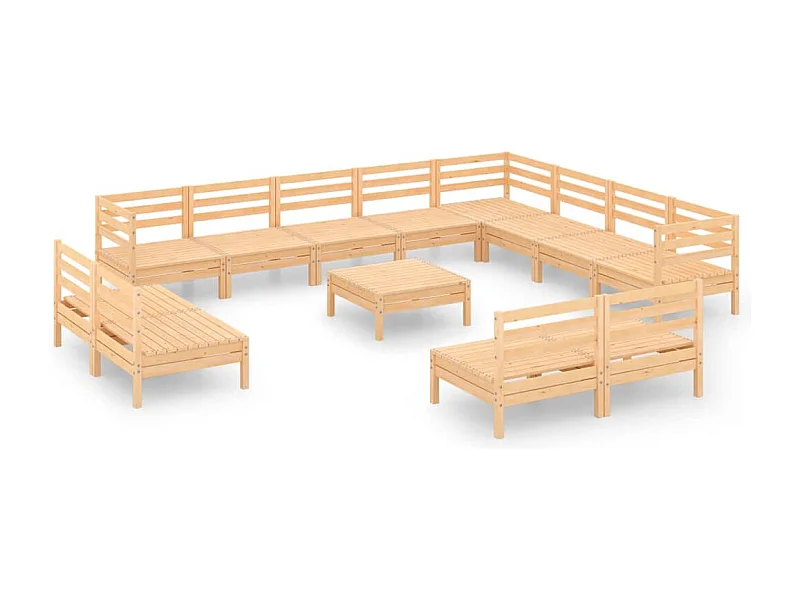 Muebles de jardín muebles de exterior juego de muebles 13 piezas madera maciza de pino 02_0015800