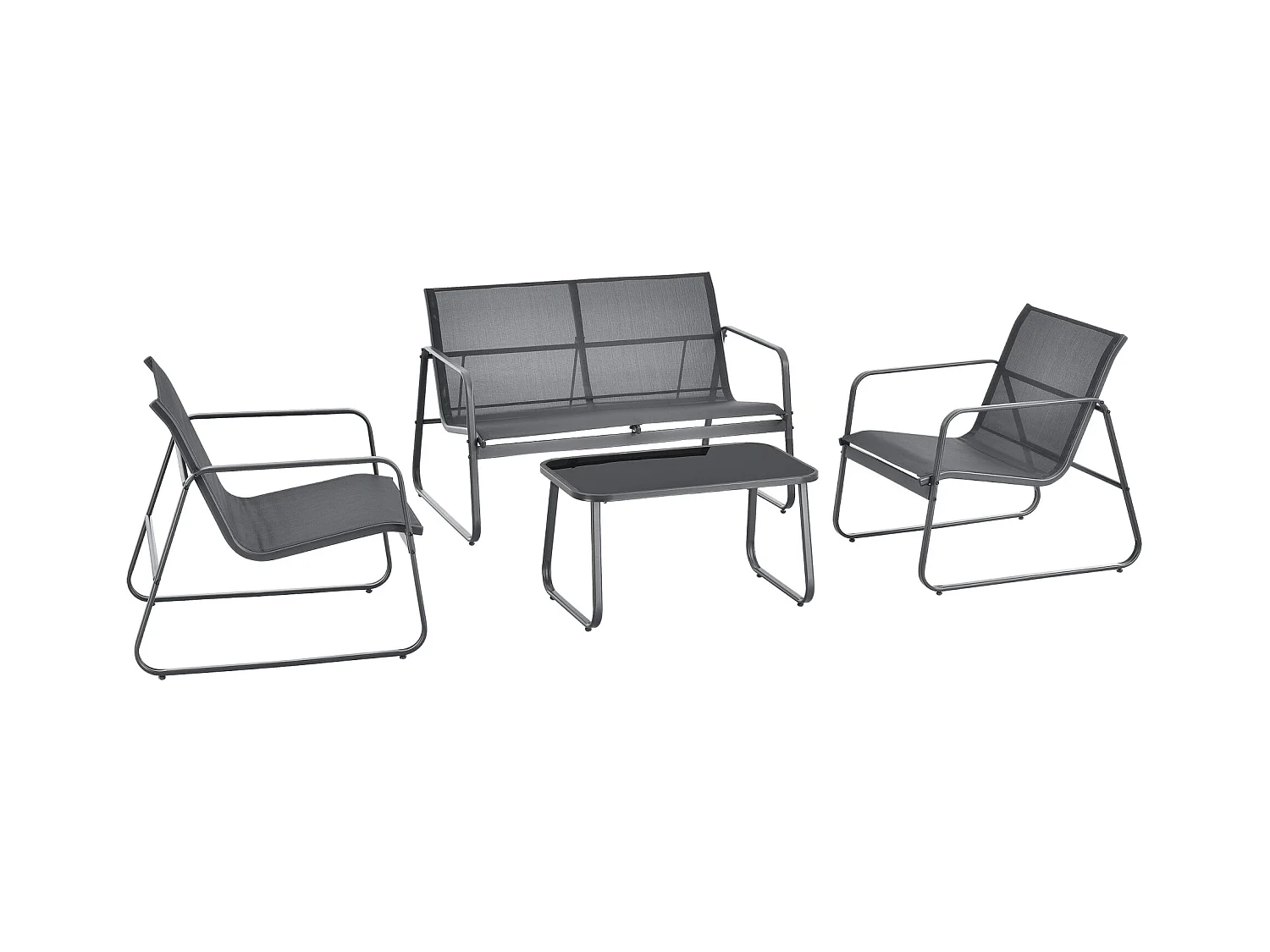 Set di 4 mobili da giardino in acciaio PVC grigio scuro nero 03_0008241