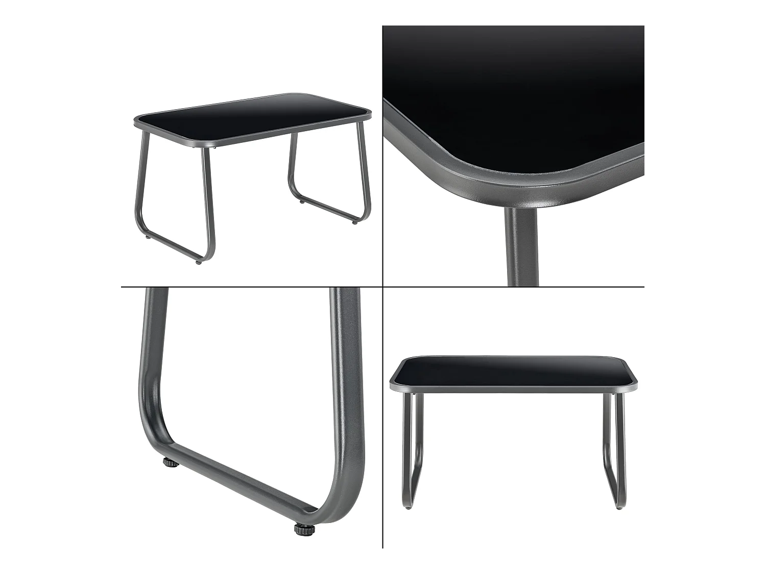 Set di 4 mobili da giardino in acciaio PVC grigio scuro nero 03_0008241