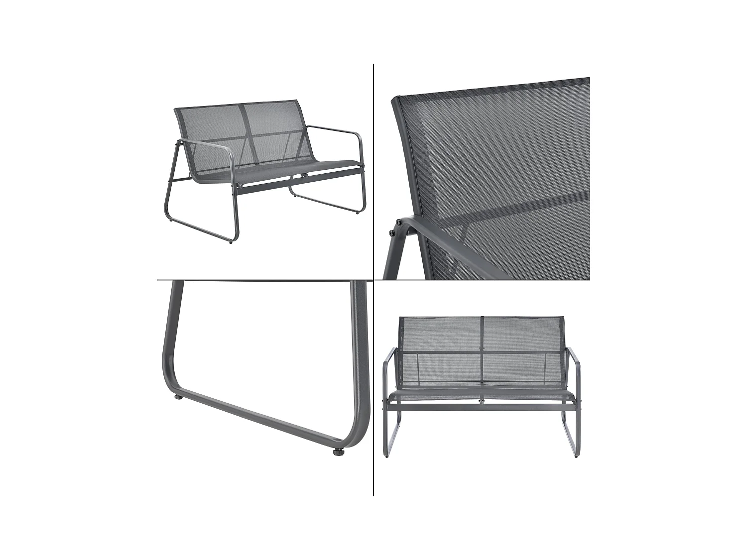 Set di 4 mobili da giardino in acciaio PVC grigio scuro nero 03_0008241