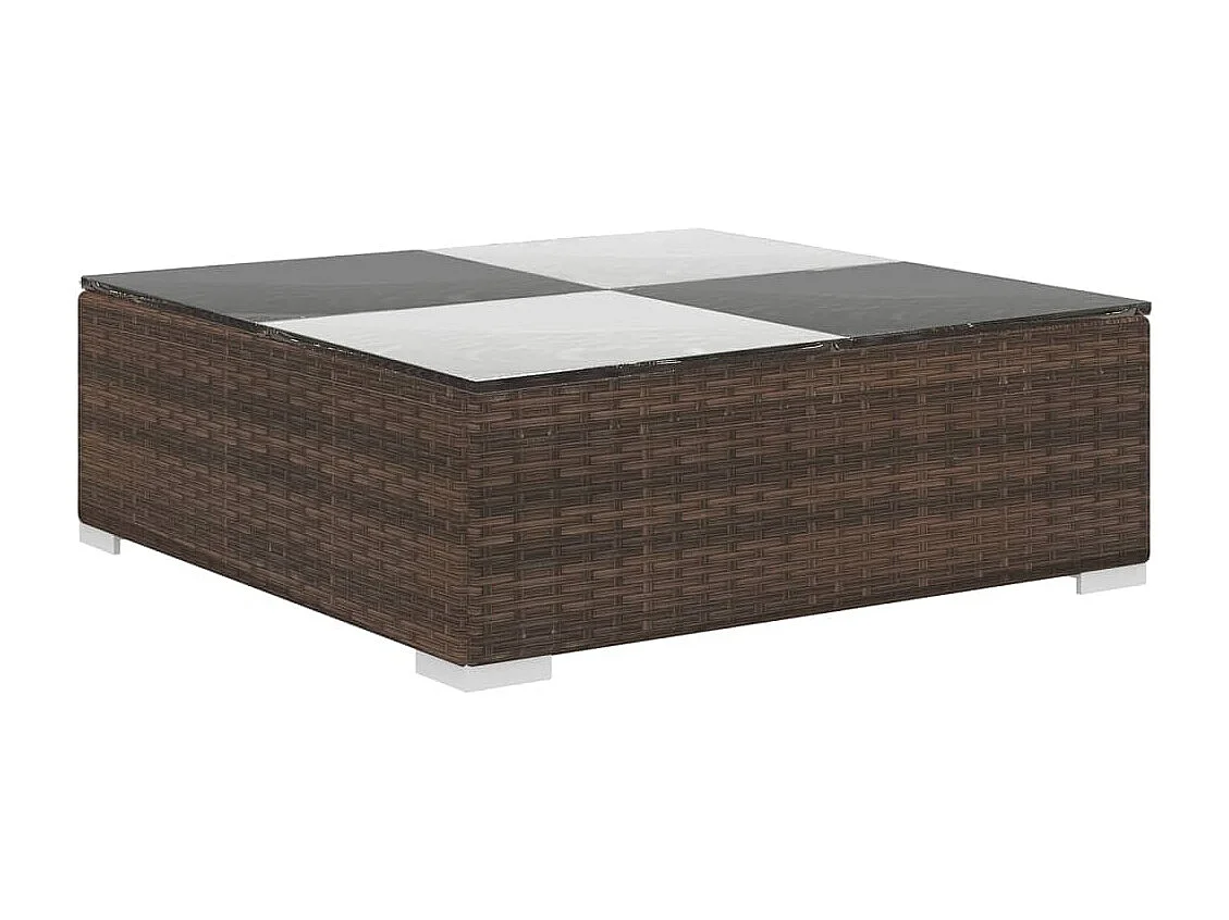 Móveis de jardim móveis de exterior Conjunto de móveis de 6 peças com almofadas de resina tecida marrom 02_0016887