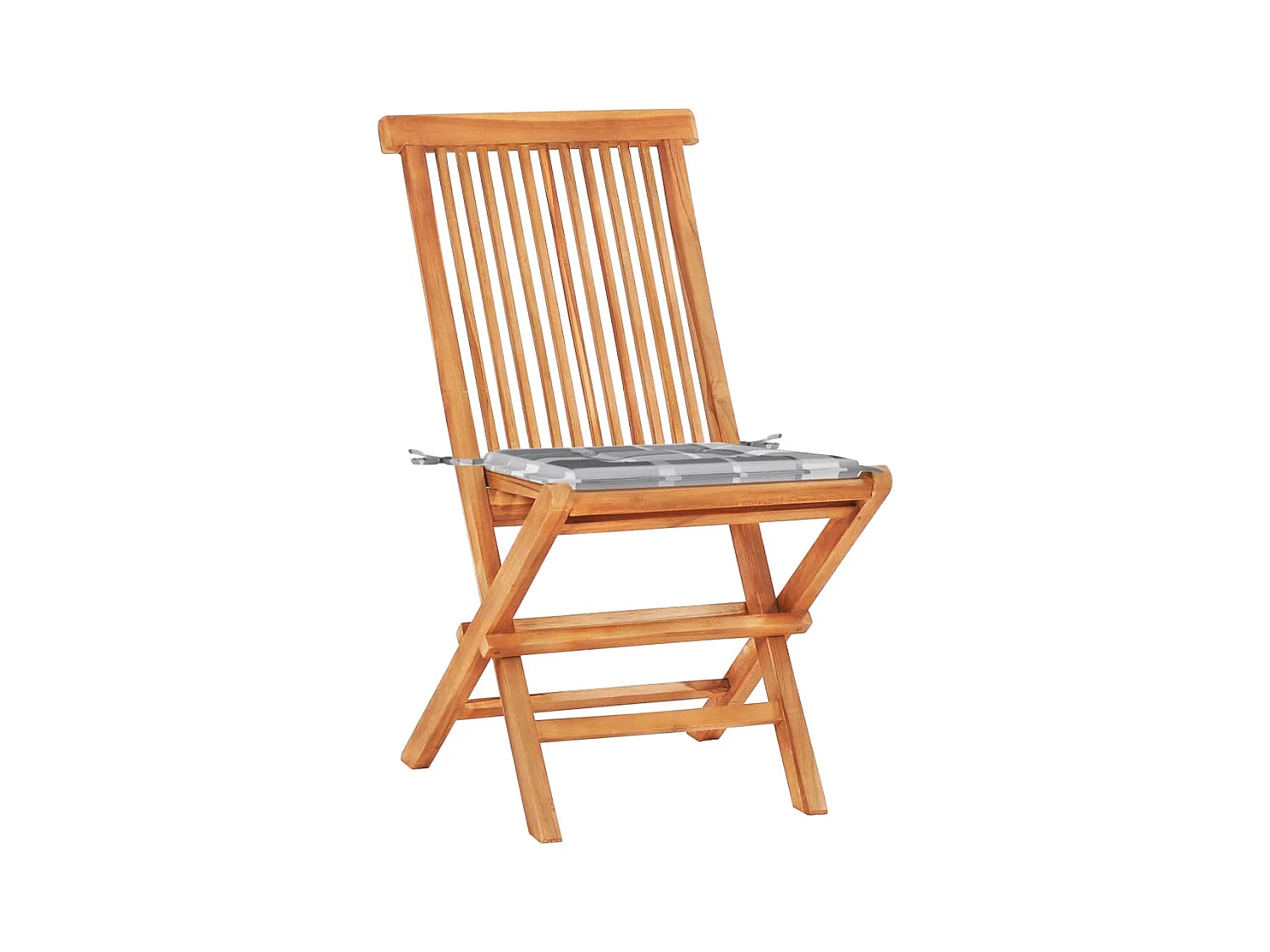 Conjunto de 3 piezas de muebles de exterior para patio y jardín con cojines de teca gris a cuadros 02_0013520