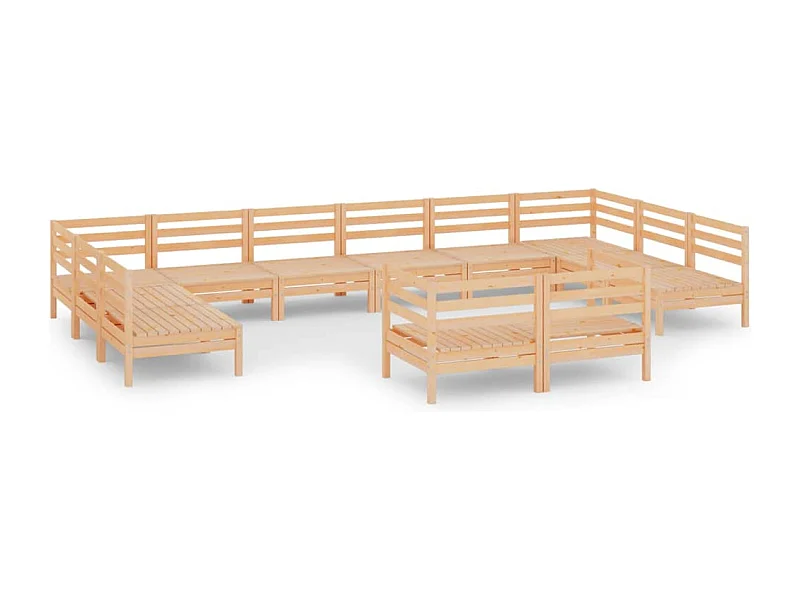 Muebles de jardín muebles de exterior juego de muebles 12 piezas madera maciza de pino 02_0015698