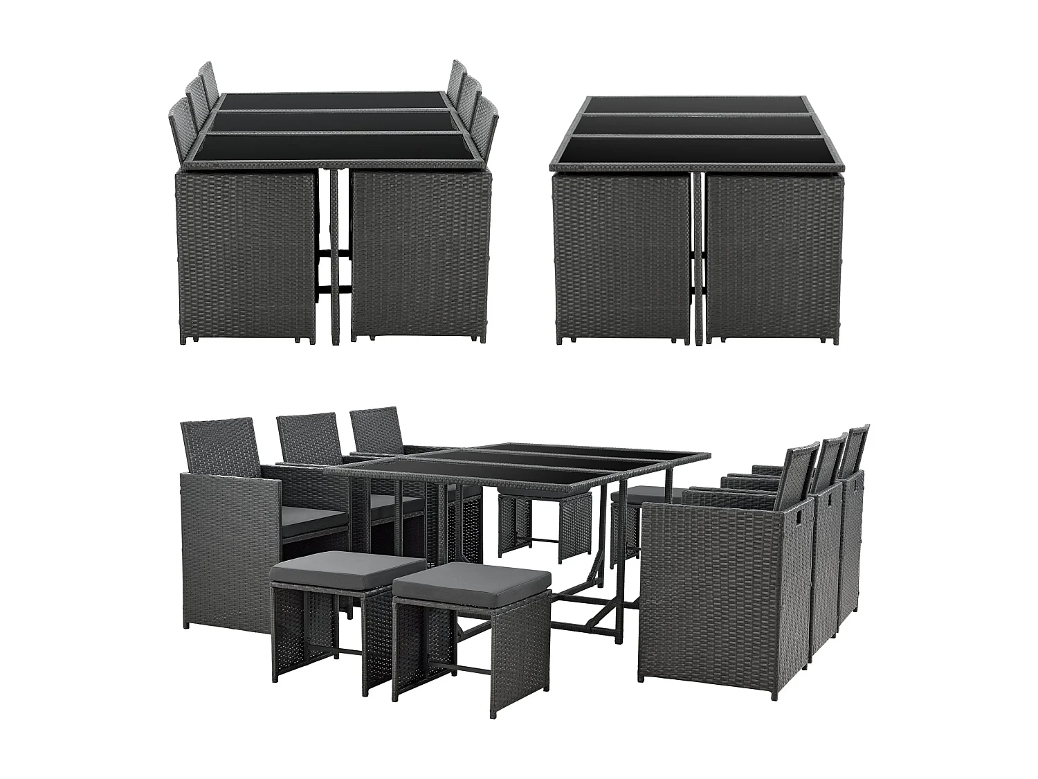 Mobili da giardino in acciaio polyrattan 11 pezzi cuscini grigio scuro grigio ardesia 03_0008237