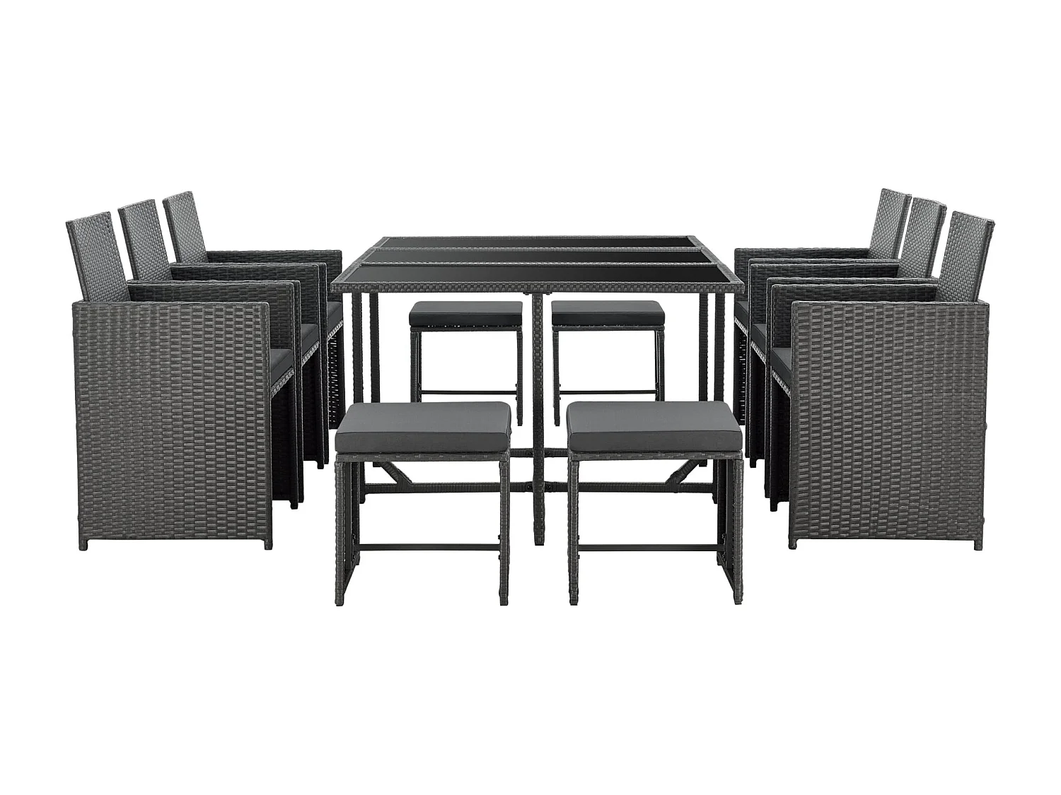 Mobili da giardino in acciaio polyrattan 11 pezzi cuscini grigio scuro grigio ardesia 03_0008237