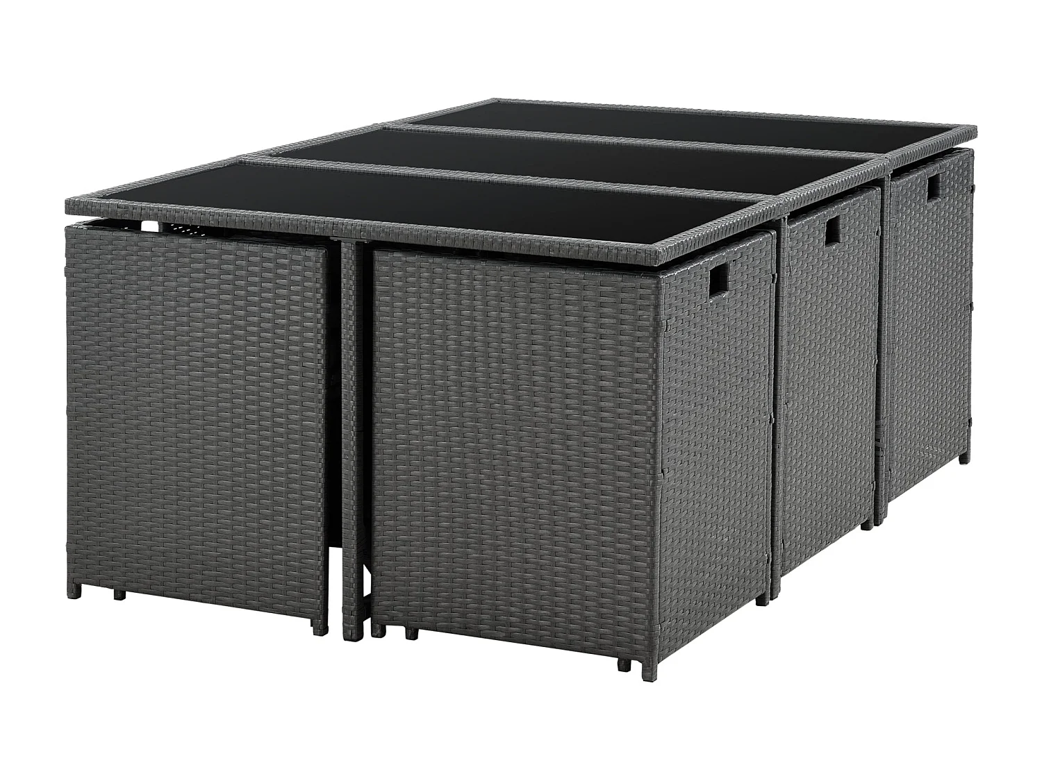 Mobili da giardino in acciaio polyrattan 11 pezzi cuscini grigio scuro grigio ardesia 03_0008237