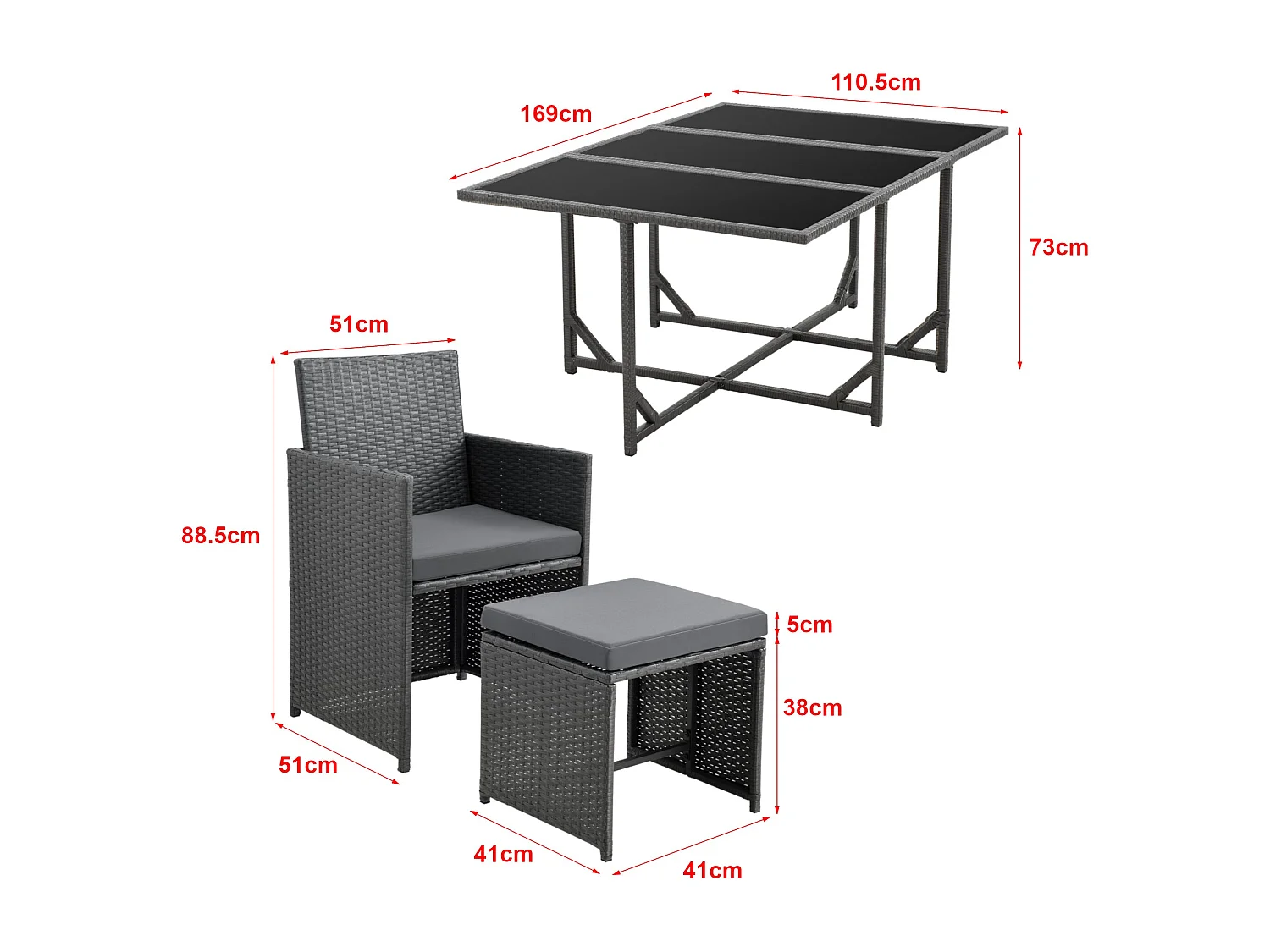 Mobili da giardino in acciaio polyrattan 11 pezzi cuscini grigio scuro grigio ardesia 03_0008237