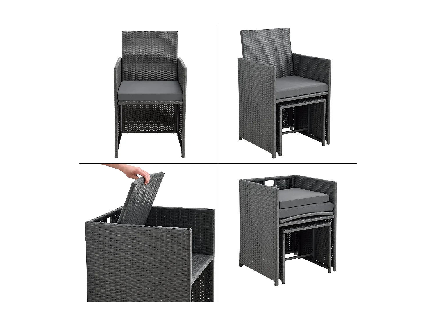 Mobili da giardino in acciaio polyrattan 11 pezzi cuscini grigio scuro grigio ardesia 03_0008237