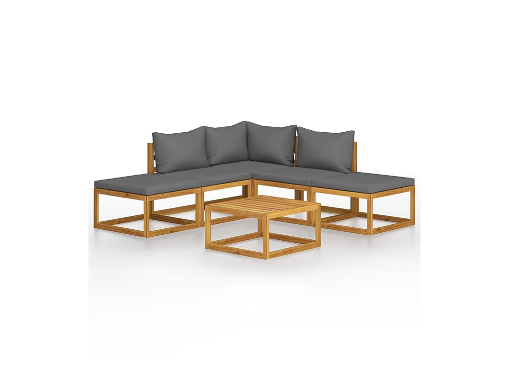 Mobili da giardino mobili da esterno Set di mobili da 6 pezzi con cuscini in legno massello di acacia 02_0016648