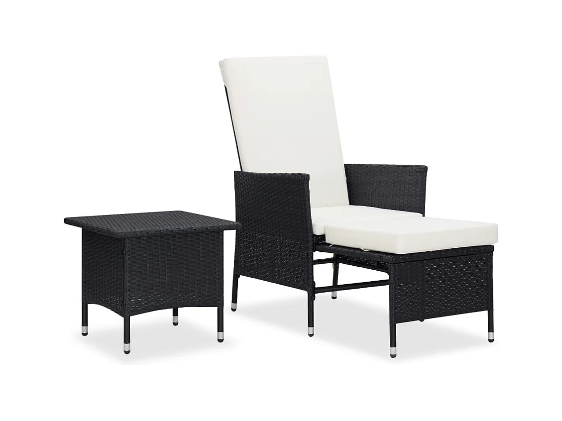 Mobili da giardino mobili da esterno Set di mobili da 2 pezzi con cuscini in resina intrecciata nera 02_0015907