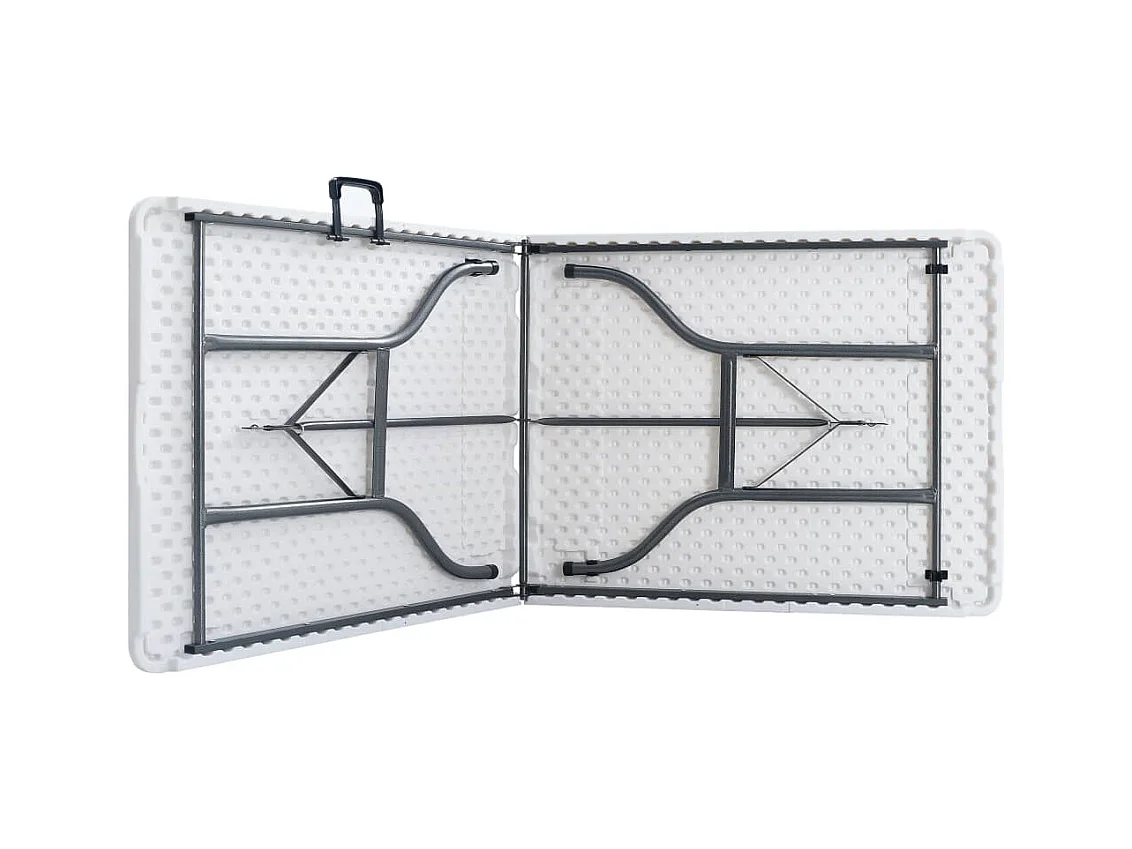 Mesa de jardín plegable con 2 bancos 180 cm acero y HDPE blanco 02_0018691