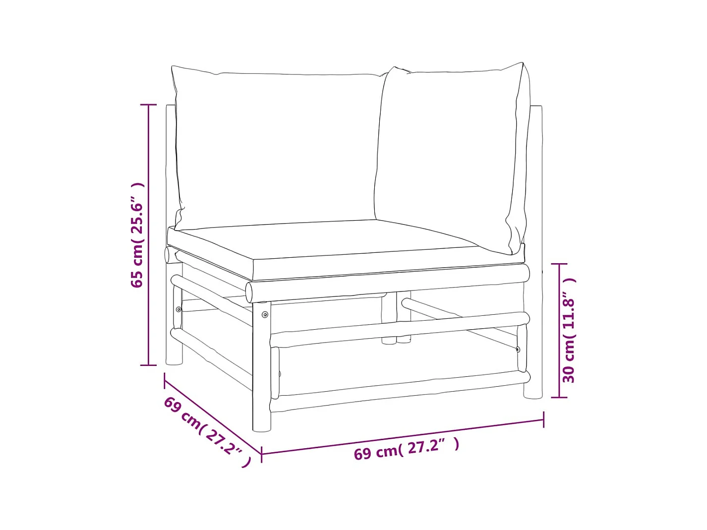 Móveis de jardim móveis de exterior Conjunto de móveis de 6 peças com almofadas de bambu verde 02_0016956