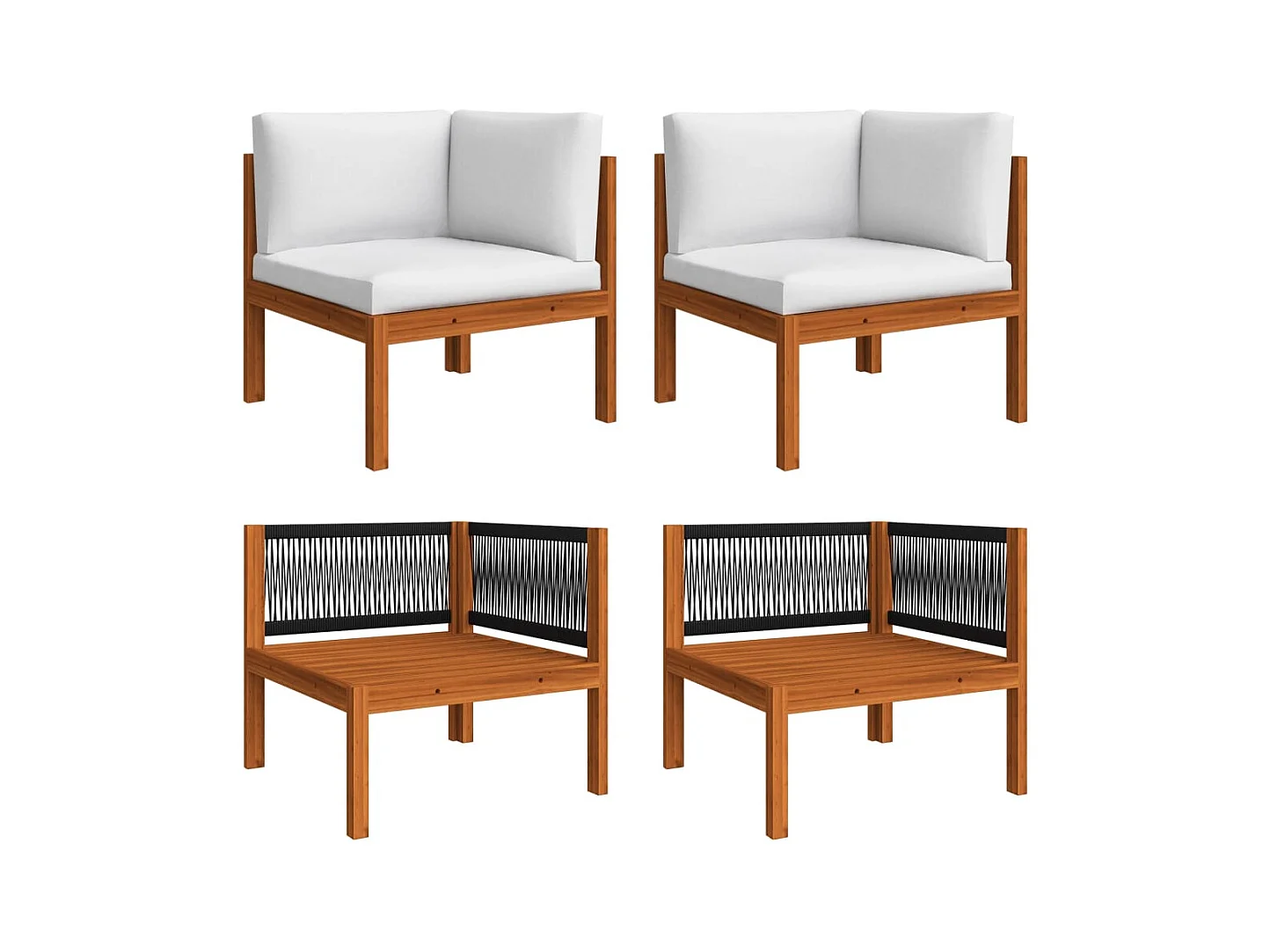 Móveis de jardim móveis de exterior conjunto de móveis de 6 peças com almofadas creme madeira de acácia maciça 02_0016750