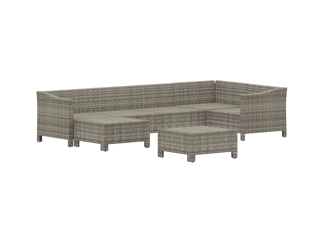 Muebles de jardín muebles de exterior juego de muebles de 7 piezas con cojines grises resina tejida 02_0017212