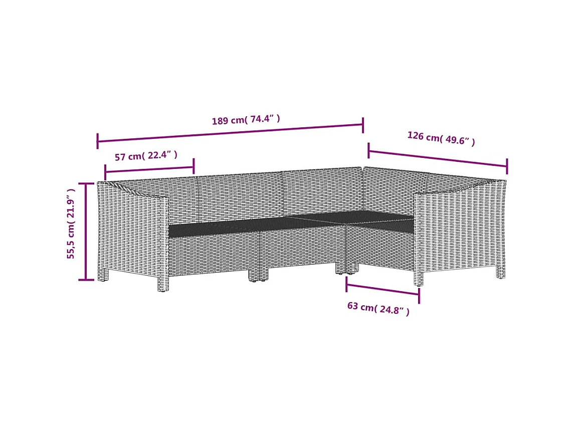 Muebles de jardín muebles de exterior juego de muebles de 7 piezas con cojines grises resina tejida 02_0017212