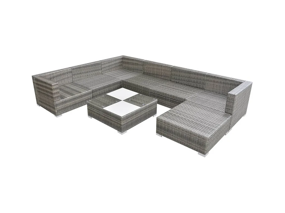 Salon de jardin meuble résine grise 69.5 x 69.5 x 52.5 cm 02_0017674