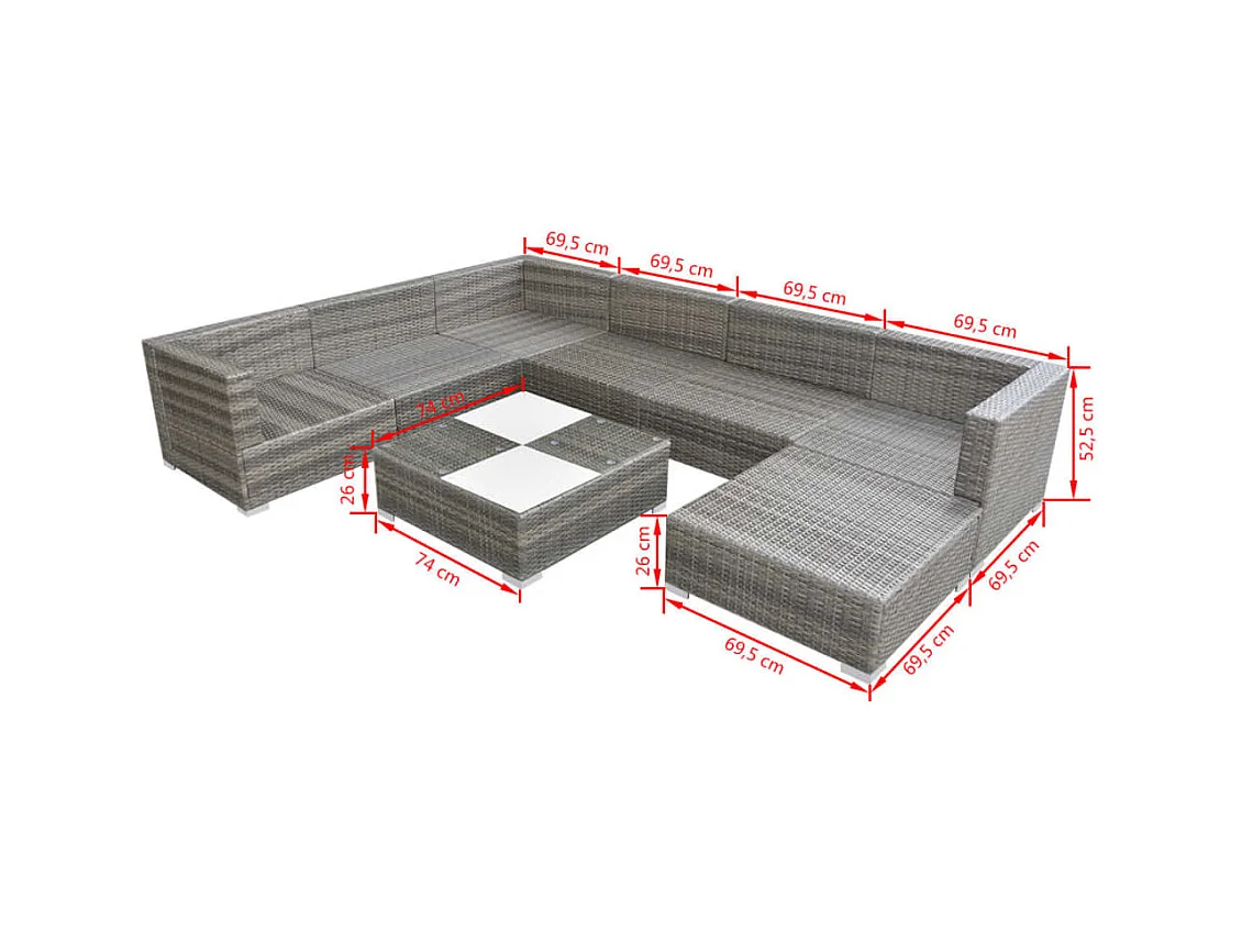 Salon de jardin meuble résine grise 69.5 x 69.5 x 52.5 cm 02_0017674