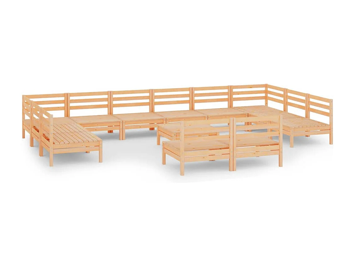 Muebles de jardín muebles de exterior juego de muebles 13 piezas madera maciza de pino 02_0015803