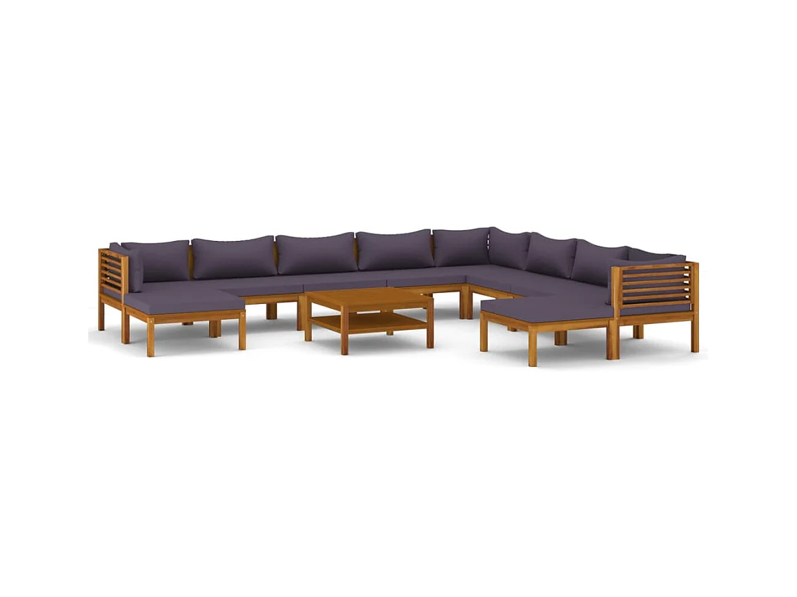 Mobili da giardino mobili da esterno Set di mobili da 11 pezzi con cuscino in legno massello di acacia 02_0015282