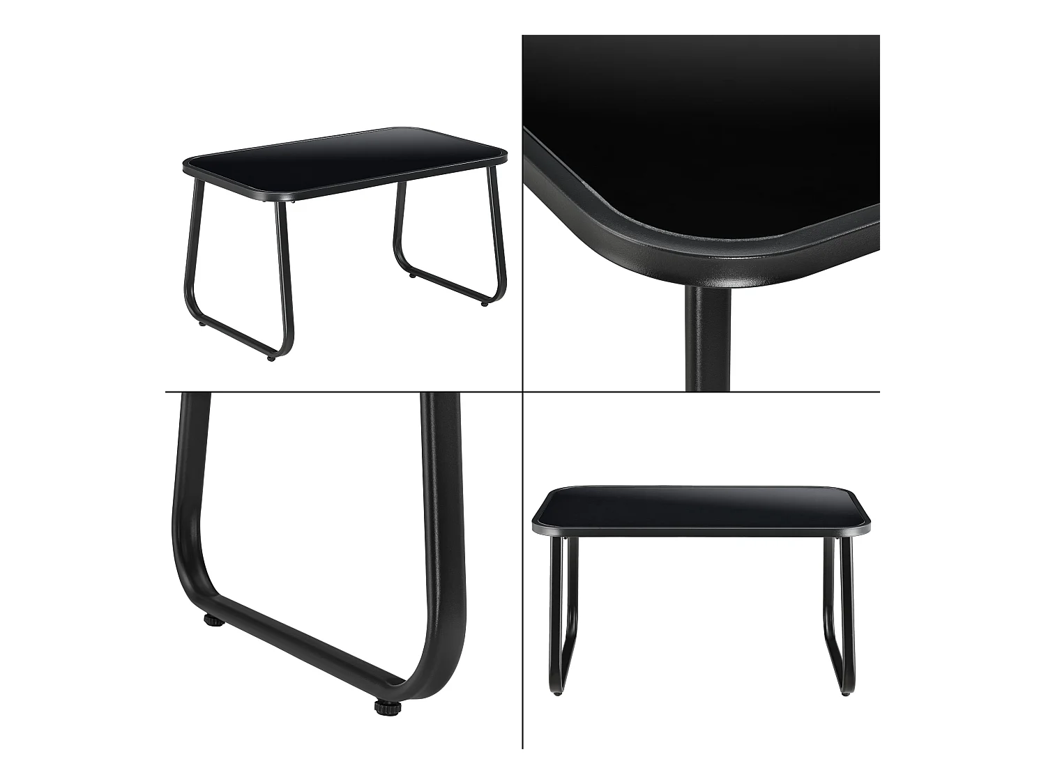 Juego de muebles de jardín de 4 muebles de acero PVC negro gris claro 03_0008240