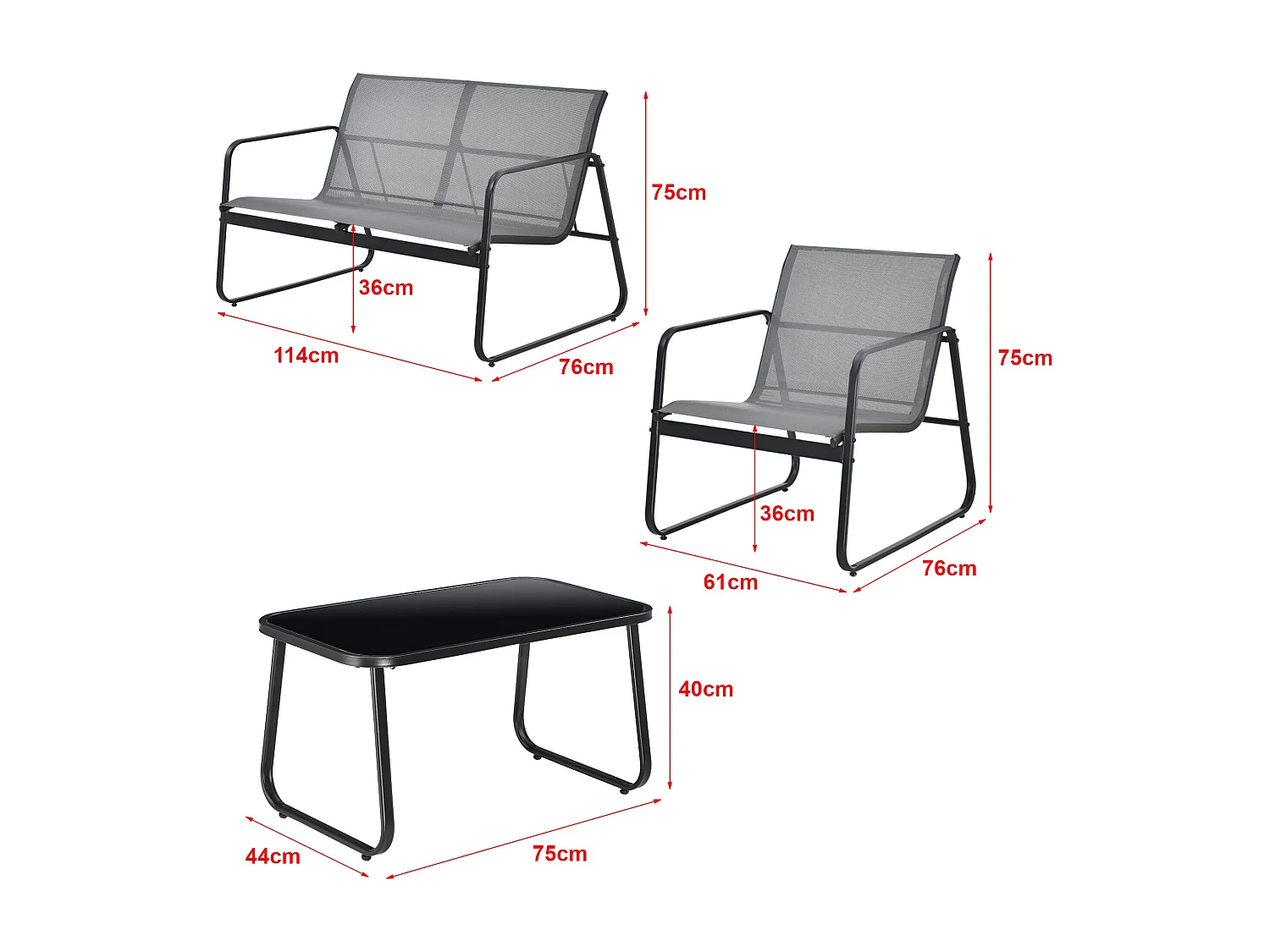 Salon de jardin de grise 114 x 76 x 75 cm 03_0008240